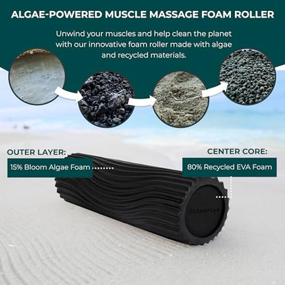 Tidal Roller - Black - Muscle Massage Foam Roller for Back Pain & Stretching - Firm and Ergonomic Wide Wave Textured - Yoga, Athletics, & Wellness - Full Size, 20" x 5" - color: Black