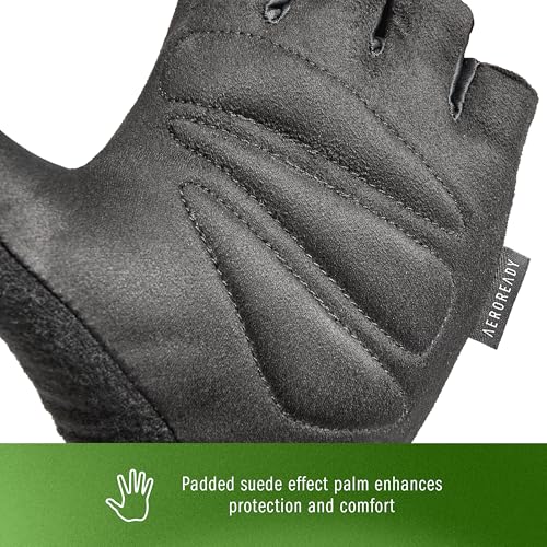 adidas Essential Training & Weightlifting Gloves, Fingerless Workout Gloves - color: Green, size: Medium