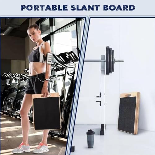 3-in-1 Portable Wooden Slant Board, Balance Board & Resistance Band – 5 Incline Angles –Incline Board – Slant board for exercise, Squats, Physical Therapy – Anti-Slip Surface, Portable, Metal Hook