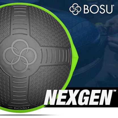 BOSU Nexgen Balance Trainer, Half-Ball Training Equipment, 65 cm Diameter, 300 lb Capacity - Burst-Resistant Stability Exercise Tool w/Non-Slip Base, Includes Hand Pump, Commercial-Grade - color: Cosmic Ash/Lime Green