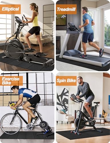 Treadmill Mat 68"x24", WERCHO Foldable Walking Pad Mat for Carpet Hardwood Floors 4mm Heavy-Duty Exercise Equipment Mat for Treadmil Pad,Spin Bike, Elliptical Trainer, Home, Gym