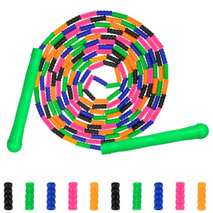 Coolrunner 16 FT Long Jump Rope(1 PACK), Double Dutch Jump Ropes, Soft Beaded Skipping for Kids Adults, Plastic Segmented Long Enough for 4-5 Jumpers - color: Green