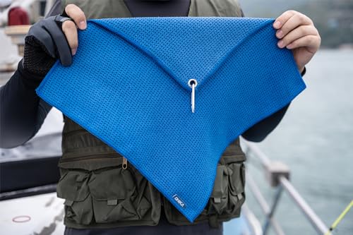Microfiber Fishing Towels with Clip, Waffle Pattern for Effective Cleaning of Fishing Gears or Dirty Hands, 16” x 16”, Camping Towels, Hiking Towels, Pack of 3 (Black/Grey/Blue) - color: Black/Grey/Blue