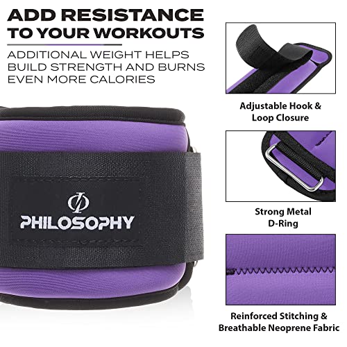 Philosophy Gym Adjustable Ankle/Wrist Weights, Set of 2, for Strength Training and Fitness