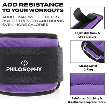 Philosophy Gym Adjustable Ankle/Wrist Weights, Set of 2, for Strength Training and Fitness