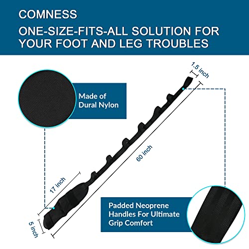 Foot Stretcher Belt, Foot Stretcher Stretch Strap for Plantar Fasciitis, Heel Spurs, Foot Drop, Achilles Tendonitis & Hamstring. Yoga Foot & Leg Stretch Strap (Black)