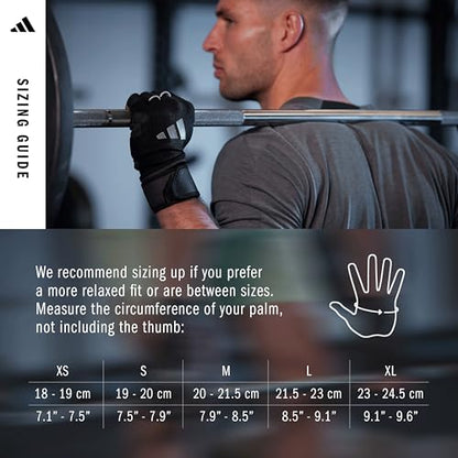 adidas Wrist Wrap Training & Weightlifting Gloves, Fingerless Workout Gloves - size: Small