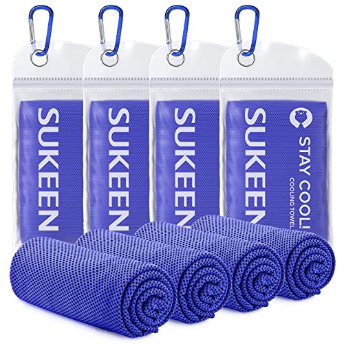 Sukeen Cooling Towels for Neck and Face, 4 Pack Cooling Towels for hot Weather (40"x12"), Cooling Rags for Yoga, Sport, Running, Workout,Gym, Camping, Fitness, Workout & More - color: Dark Blue