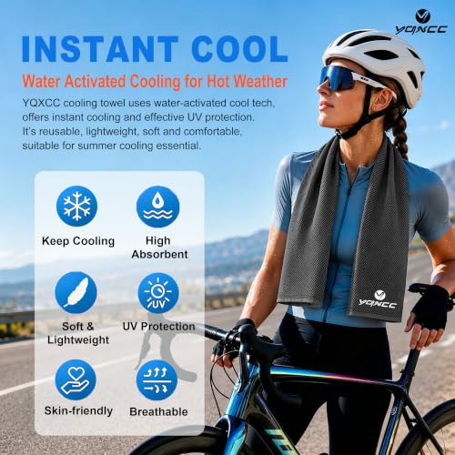 4 Pack Cooling Towels (40"x12"), Ice Cool Neck Towel, Soft Breathable Microfiber for Gym, Yoga, Golf, Running, Camping & All Hot Weather Activities - color: 2 Light Gray/ 2 Dark Gray