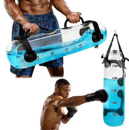 Water Weights Aqua Bag - Tidal Tank Dual-Purpose Training Bag, Adjustable Water Punching Bag & Sandbag Alternative for Strength, Core & Balance Workout. Portable Home Gym Equipment, 55 LBS