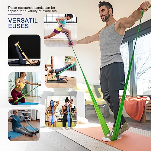 Professional 5 Pcs Long Resistance Bands and 5 Pcs Loop Bands. Latex-Free, Work Out Bands, Stretch Bands for Working Out Women or Men, Exercise Bands Set for Physical Therapy