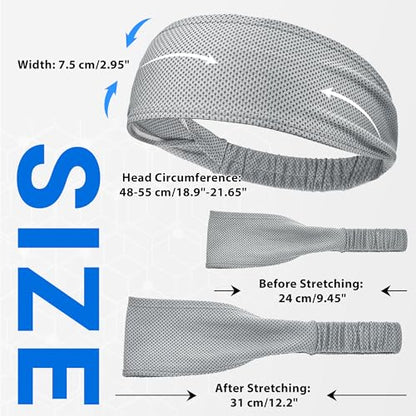 Sukeen Cooling Headbands for Women, Instant Cooling Moisture Wicking Non-Slip Sweatbands for Women Running Fitness Yoga - color: Black/Dark Gray/Gray/Rose Red/Blue