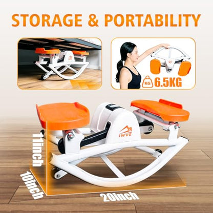 Rocking Stepper for Exercise at Home, Side-to-Side 3D Motion Stair Machine with Resistance Bands, Quiet Low-Impact Cardio Trainer, 380 lb Capacity