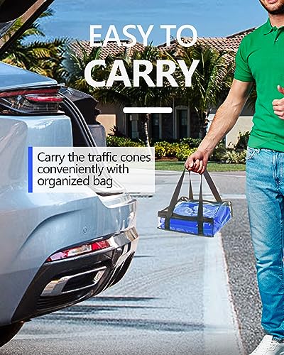 [2 Pack] 18 Inch Collapsible Traffic Cones, Safety Cones, Pop-up Cones with Reflective Collar, for Driving Practice,Road Parking (Blue) - color: Blue, size: 18inch