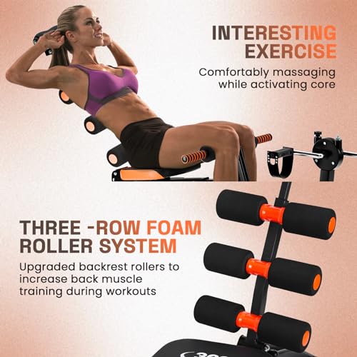 Weight Bench, 41.34" Metal Adjustable Foldable Ab Workout Bench, Multi Gear Adjustment, Resistance Bands & Leg Developer, Comfortable Padding, for Home Gym/Office/Small Space Full Body Strength Training