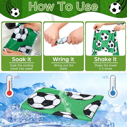 12 Pcs Soccer Cooling Towels 30" x 9" Quick Dry Microfiber Sweat Towels for Workout, Gym, Running, Soccer Teams Sports Fans Party Favors Gifts - style: Soccer