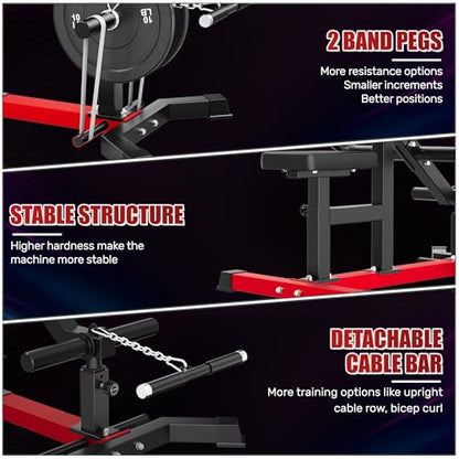 SD01 Seated Dip Machine, 400LBS Strength Training Upper Body Machine with Tricep Dip Press & Cable Bar for Home Gym, Compact Design for Chest, Biceps, and Triceps Workout