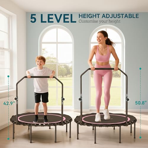 Soozier 45/48" Rebounder Trampoline for Adults 440lbs Mini Trampoline - color: Pink, size: 48"