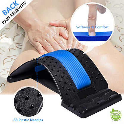 JUMPOW Back Stretcher for Lower Back Pain Relief, 3 Level Adjustable Lumbar Cracker Board, Spine Board, Relief for Herniated Disc, Sciatica, Scoliosis, Spine Decompression - color: Black, Blue-3 Level