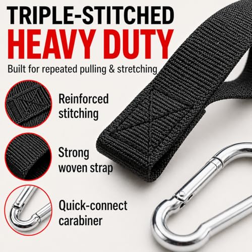 Door Anchor for Resistance Bands, Heavy-Duty Triple Stitching, Neoprene Padding, 2.2" Ball Head with Carabiner, Home Workout and Physical Therapy