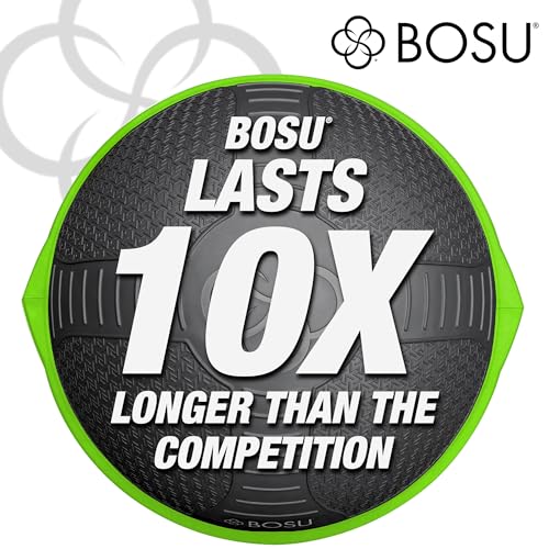 BOSU Nexgen Balance Trainer, Half-Ball Training Equipment, 65 cm Diameter, 300 lb Capacity - Burst-Resistant Stability Exercise Tool w/Non-Slip Base, Includes Hand Pump, Commercial-Grade - color: Cosmic Ash/Lime Green