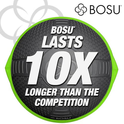 BOSU Nexgen Balance Trainer, Half-Ball Training Equipment, 65 cm Diameter, 300 lb Capacity - Burst-Resistant Stability Exercise Tool w/Non-Slip Base, Includes Hand Pump, Commercial-Grade - color: Cosmic Ash/Lime Green