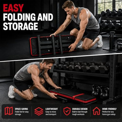 Flat Weight Bench for Home Gym 618 LB Foldable Adjustable Workout Bench Dumbbell Bench Press Exercise Bench for Strength Training & Sit Ups Black