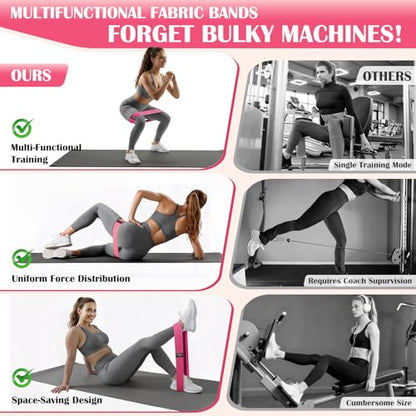 Ankle Resistance Bands with Cuffs & Fabric Resistance Bands Set - Legs & Glutes Workout Equipment for Women & Men, Home Gym Heavy Exercise Bands for Hip, Yoga, Strength Training, Rehab, Pilates