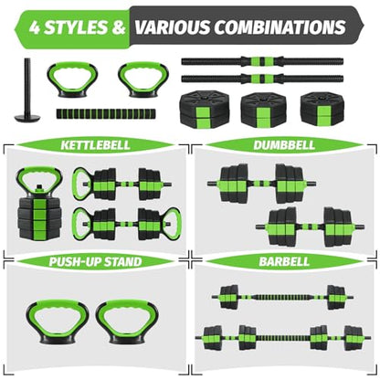 Garvee Adjustable Dumbbell Set, 44/66/88Lbs Free Weight Set with Connector, 4 in 1 Gym Set Used as Kettlebell, Dumbbell, Push up Stand, Weight Plate, Home Gym Weight Dumbbells Set, Fitness Exercises