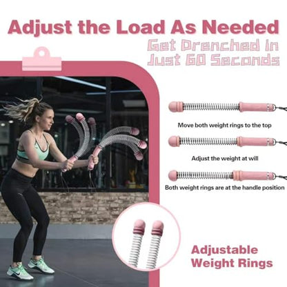 Portable Ropeless Battle Ropes Sticks Adjustable Weight for Home Gym,Three Colors Available (Pink)