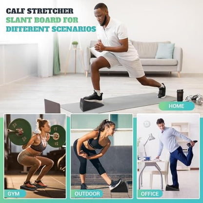 Calf Stretch Wedge Squat - Slant Board Incline Ramp | Non Slip Exercise Support For Ankle Mobility Stretching Gym Home Office Travel Fitness Training Muscle Relief Performance Booster Recovery Use