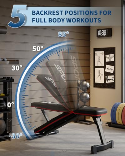 3-Second Foldable Weight Bench for Home Gym, 660LBS Capacity Adjustable Workout Bench with 5-Position Incline/Decline/Flat, Compact Exercise Bench for Bench Press & Dumbbell Training