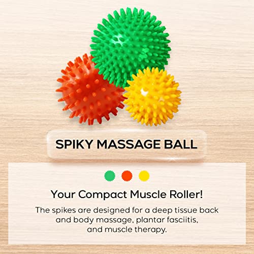 activelife - Spiky Massage Ball, Feet, Neck, and Back Massager, Full Body Deep Tissue Muscle Therapy, Plantar Fasciitis Foot and Muscle Roller, Soft, Yellow - style: Soft Yellow