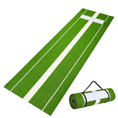 VEVOR 10x3ft Softball/Baseball Pitching Mat with Rubber Mound - Anti-Fade Turf & Anti-Slip Foam Backing, Portable Fastpitch Training Aid for Indoor/Outdoor Practice (Red/Green)
