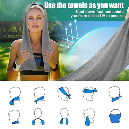 Cooling Towels Pack of 30, 40"*12" Neck Cool Towel Bulk, Cold Towels for Neck and Face, Cooling Rags Sports Towel for Hot Weather, Running, Soccer, Yoga, Gym, Golf - color: 10green/10red/10purple