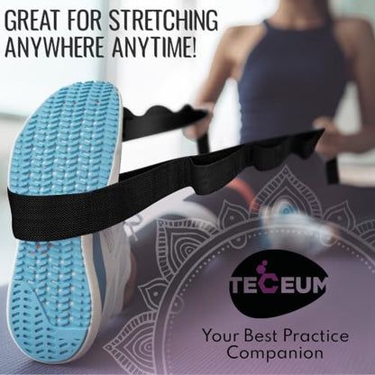 Stretching Strap with 10 Loops – Non-Elastic Yoga Strap for Physical Therapy – Stretch Band for Hamstring, Leg, Hip & Knee Rehab – Pilates, Flexibility & Mobility Exercise for Men & Women