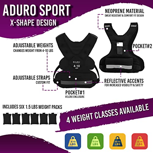 "Aduro Sport Adjustable Weighted Vest Workout Equipment, 4-10lbs/11-20lbs/20-32lbs/26-46lbs Body Weight Vest for Men, Women, Kids" - style: 11-20 Pounds (4.98KG-9.07KG)