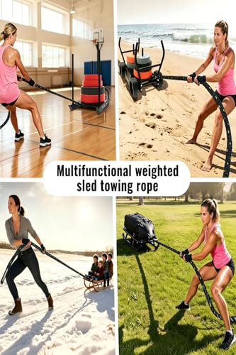 Weight Workout Sled Pulling Rope 1.5" x 30FT, Trainer Physical Training Strength Rope for Tire Pulling, Football Training, Fitness Resistance Exercise Equipment - size: 30ft