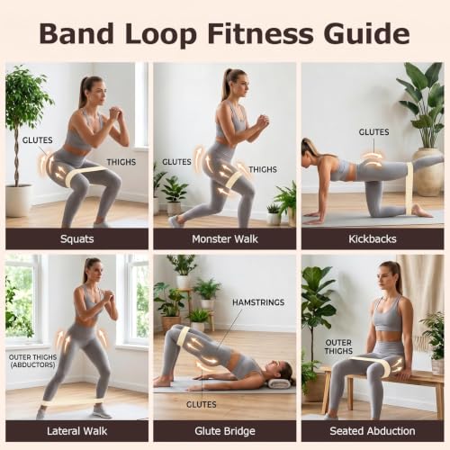 6-Pack Premium Natural Rubber Thickened Workout Resistance Bands Set for Home Gym & Physical Therapy, Anti-Snap Durable Exercise Bands for Full Body Strength Training, Legs, Glutes, Multi-Level - color: X-Light-6 Set-Apricot rice brown