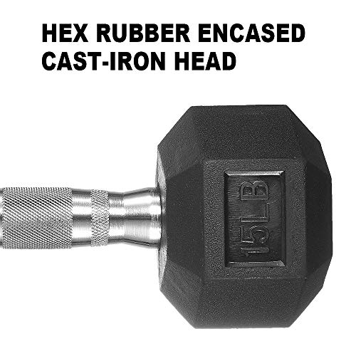 PAPABABE HEX Dumbbell Set 2.5-125lb, Rubber Encased Home Gym Dumbbells, Exercise & Fitness Weights Dumbbells for Women & Men, Hand Weight for Strength Training - size: 25 lb Pair, style: Chrome Handle