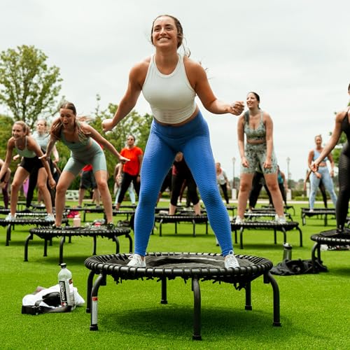 JumpSport 350 PRO Indoor Heavy Duty Lightweight 39-Inch Fitness Rebounder Adults Trampoline with Sporty Steel Handle Bar Accessory for Workouts, Black