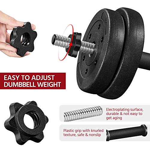 Yaheetech Adjustable Dumbbell Sets Free Weights for Women Men Beginner Dumbbells Changeable Home Gym Apartment Exercise & Fitness Equipment Black - size: 66 pounds