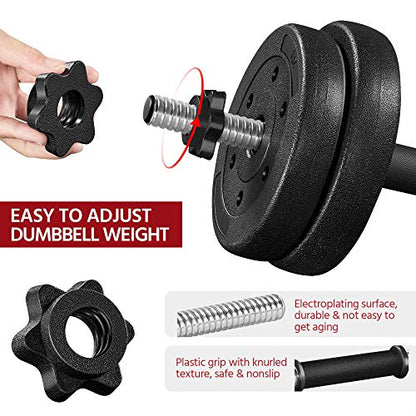 Yaheetech Adjustable Dumbbell Sets Free Weights for Women Men Beginner Dumbbells Changeable Home Gym Apartment Exercise & Fitness Equipment Black - size: 66 pounds