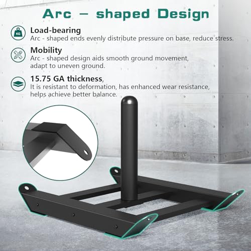Weight Sled with Harness, Heavy Duty Fitness Strength Training Sled Workout Sled for Athletic Exercise and Speed, Suitable for 1" and 2" Weight Plates