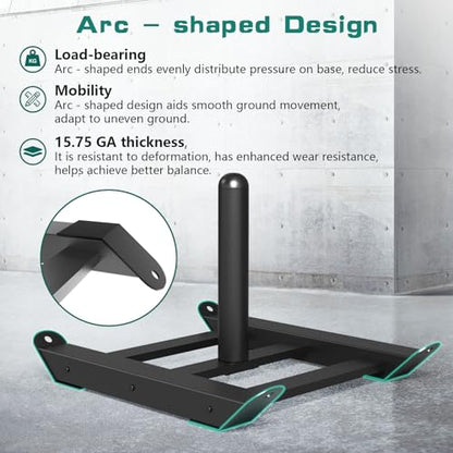 Weight Sled with Harness, Heavy Duty Fitness Strength Training Sled Workout Sled for Athletic Exercise and Speed, Suitable for 1" and 2" Weight Plates