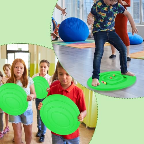 Kids Maze Balance Board Plastic Wobble Rocker Balance Board with Mini Balls Load 170lb for Balancing Exercise Equipment Game Boys Girls Physical Therapy 18.5 x 14.57 Inch(Green,Round) - color: Green, style: Round