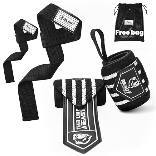 Wrist Wraps for Weightlifting 18” Premium Quality Wrist Support for Bodybuilding Heavy Duty Thumb Loop Powerlifting, Strength Training for Men and Women - color: White/Black, size: Bundle