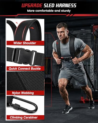 Football Sleds and Chutes, Weight Sled, Workout Fitness Sled for Training- Running Speed, Agility, Soccer, Strength, Adjustable Height Handle, Fits 1" & 2" Weight Plates