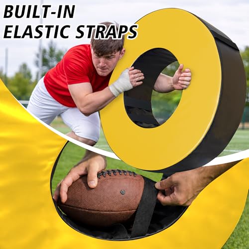 Football Tackle Wheel – High-Density 3080 Foam Tackling Dummy with Strap – Waterproof PU Leather Agility Ring for Youth Football Practice & High School Training