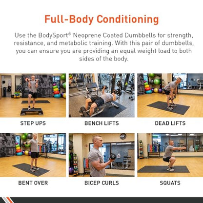 Body Sport Neoprene Dumbbell Weight - Latex-Free, Strength Training Equipment for Home Fitness & Gym Workouts - color: 4 Pound